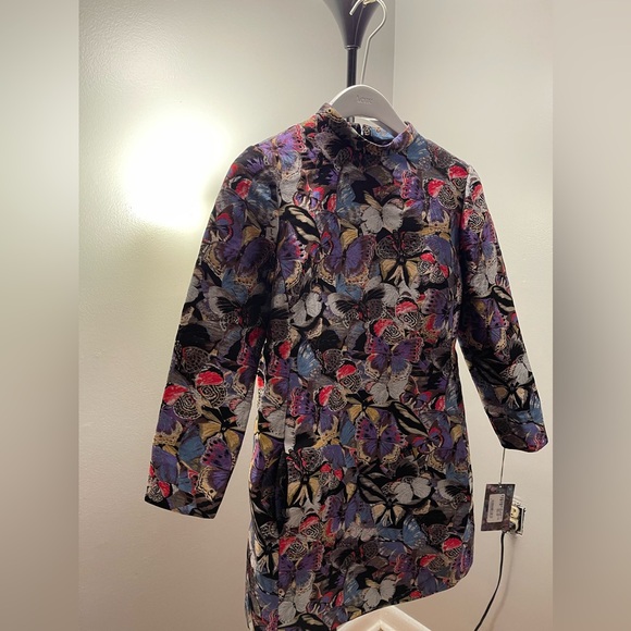 Valentino Metallic Multicolored Butterfly Print Mini Dress - Picture 2 of 7